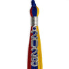 Royal Blue/Red/Gold Graduation Tassel with Silver Stacked Date Drop by Wholesale Grad Supply