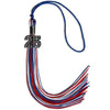 Royal Blue/Red/White Mixed Color Graduation Tassel with Black Bling Charm by Wholesale Grad Supply