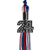 Royal Blue/Red/White Mixed Color Graduation Tassel with Black Bling Charm by Wholesale Grad Supply