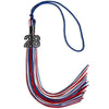 Royal Blue/Red/White Mixed Color Graduation Tassel with Black Bling Charm by Wholesale Grad Supply