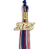 Royal Blue/Red/White Mixed Color Graduation Tassel with Gold Bling Charm by Wholesale Grad Supply