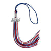 Royal Blue/Red/White Mixed Color Graduation Tassel with Silver Bling Charm by Wholesale Grad Supply