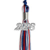 Royal Blue/Red/White Mixed Color Graduation Tassel with Silver Bling Charm by Wholesale Grad Supply