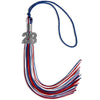 Royal Blue/Red/White Mixed Color Graduation Tassel with Silver Bling Charm by Wholesale Grad Supply