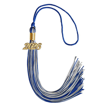 Royal Blue/Silver Mixed Color Graduation Tassel with Gold Bling Charm by Wholesale Grad Supply