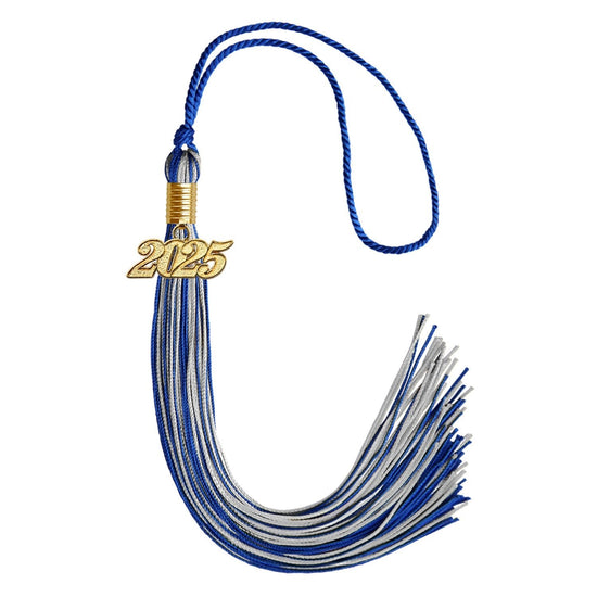 Royal Blue/Silver Mixed Color Graduation Tassel with Gold Bling Charm by Wholesale Grad Supply