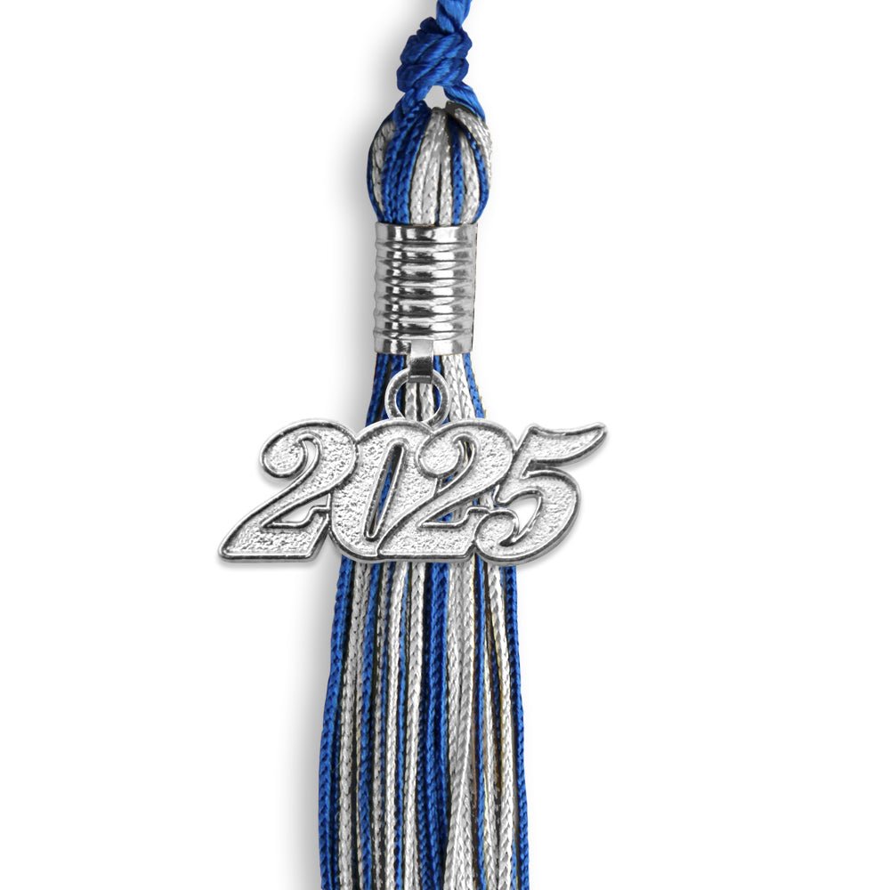Royal Blue/Silver Mixed Color Graduation Tassel with Silver Bling Charm by Wholesale Grad Supply