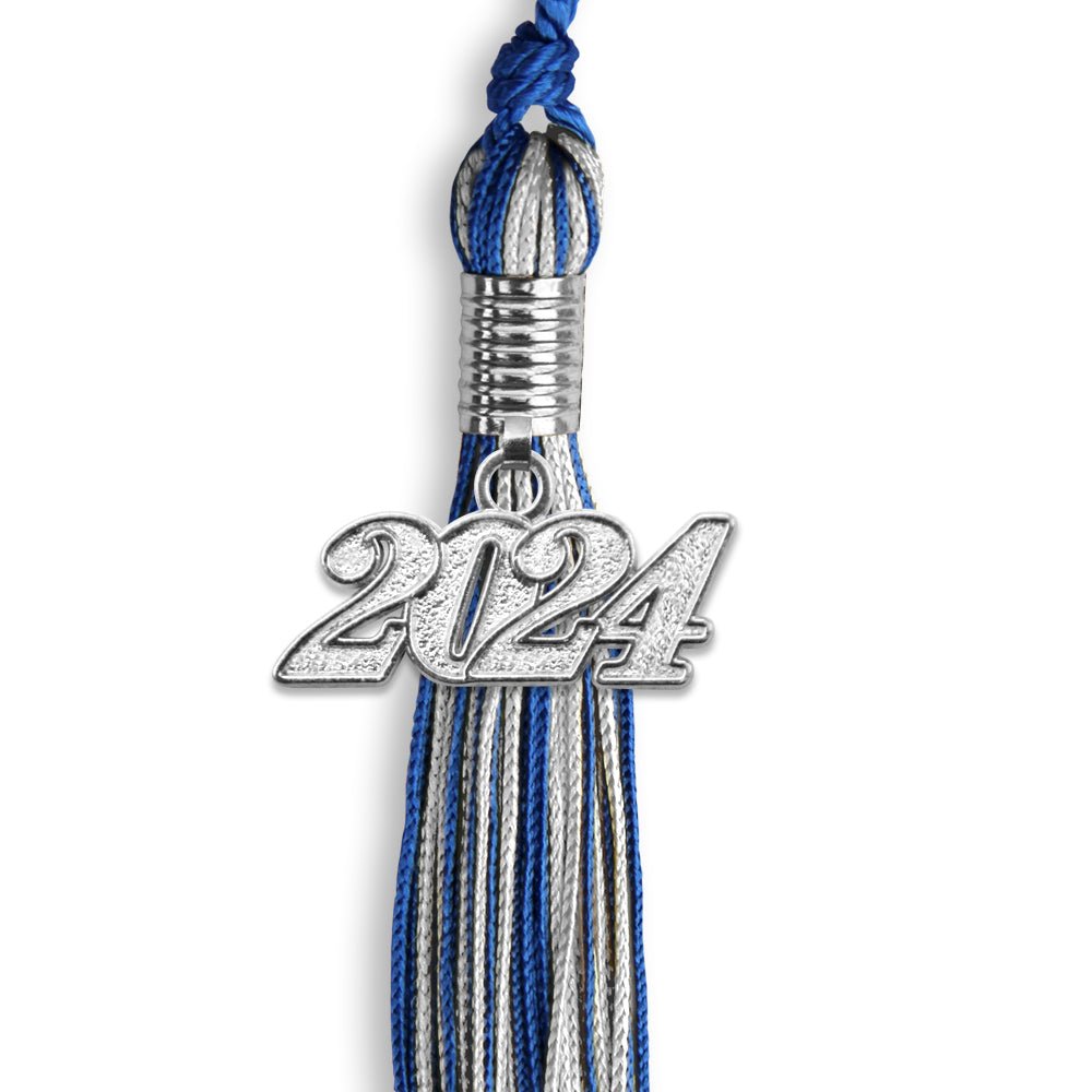 Royal Blue/Silver Mixed Color Graduation Tassel with Silver Bling Charm by Wholesale Grad Supply