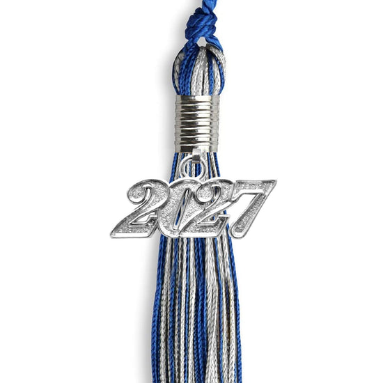 Royal Blue/Silver Mixed Color Graduation Tassel with Silver Bling Charm by Wholesale Grad Supply