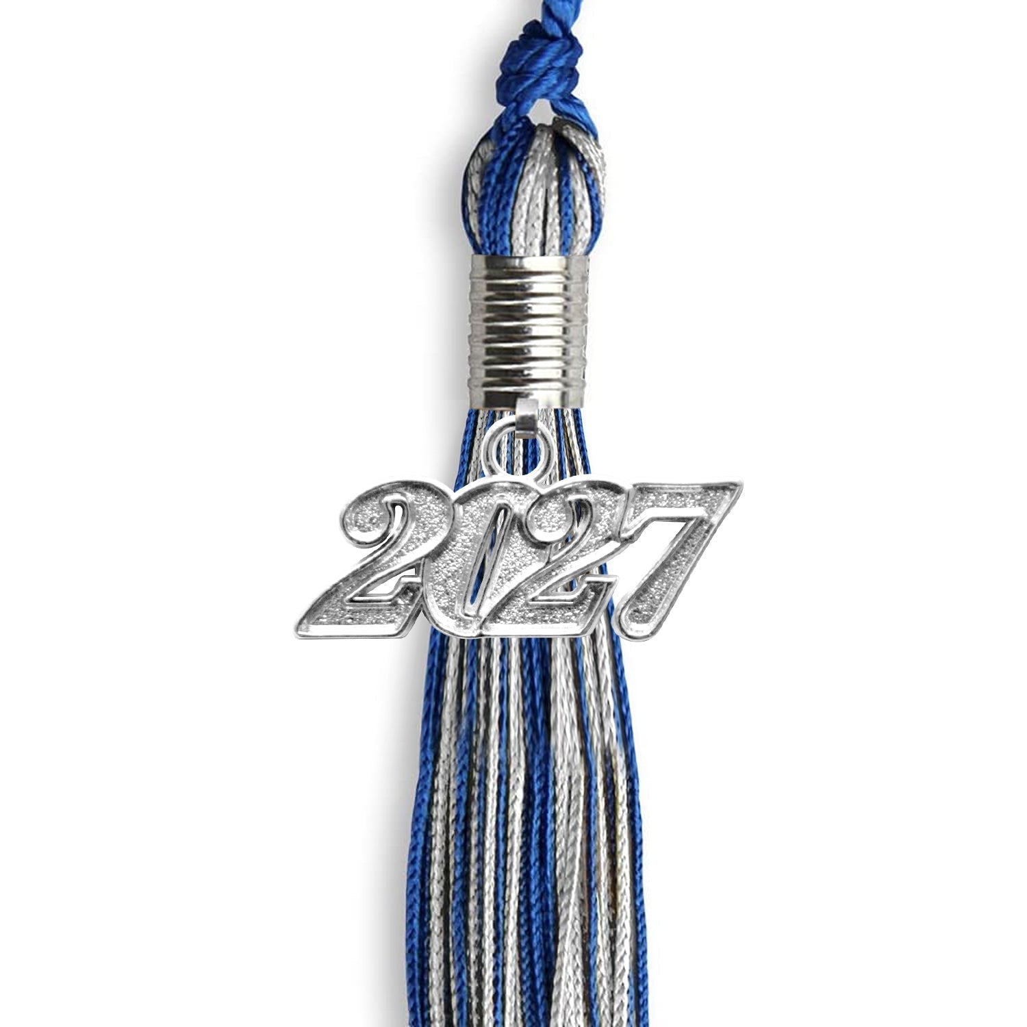 Royal Blue/Silver Mixed Color Graduation Tassel with Silver Bling Charm by Wholesale Grad Supply