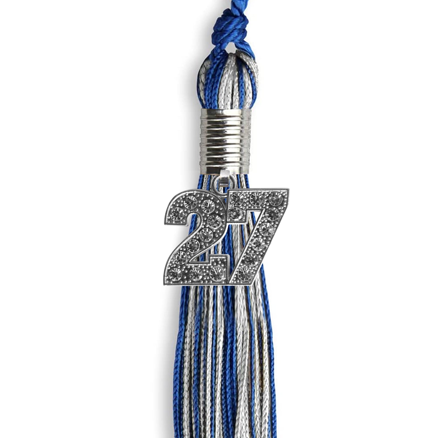 Royal Blue/Silver Mixed Color Graduation Tassel with Silver Bling Charm by Wholesale Grad Supply