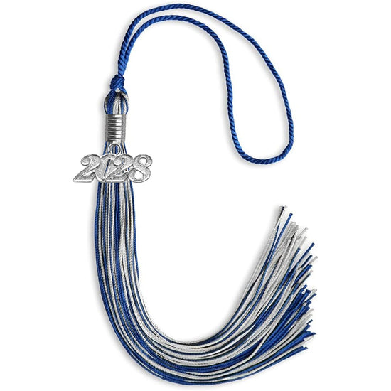 Royal Blue/Silver Mixed Color Graduation Tassel with Silver Bling Charm by Wholesale Grad Supply