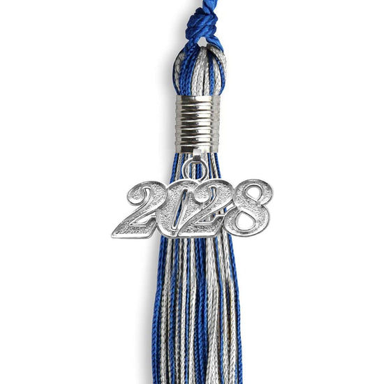 Royal Blue/Silver Mixed Color Graduation Tassel with Silver Bling Charm by Wholesale Grad Supply