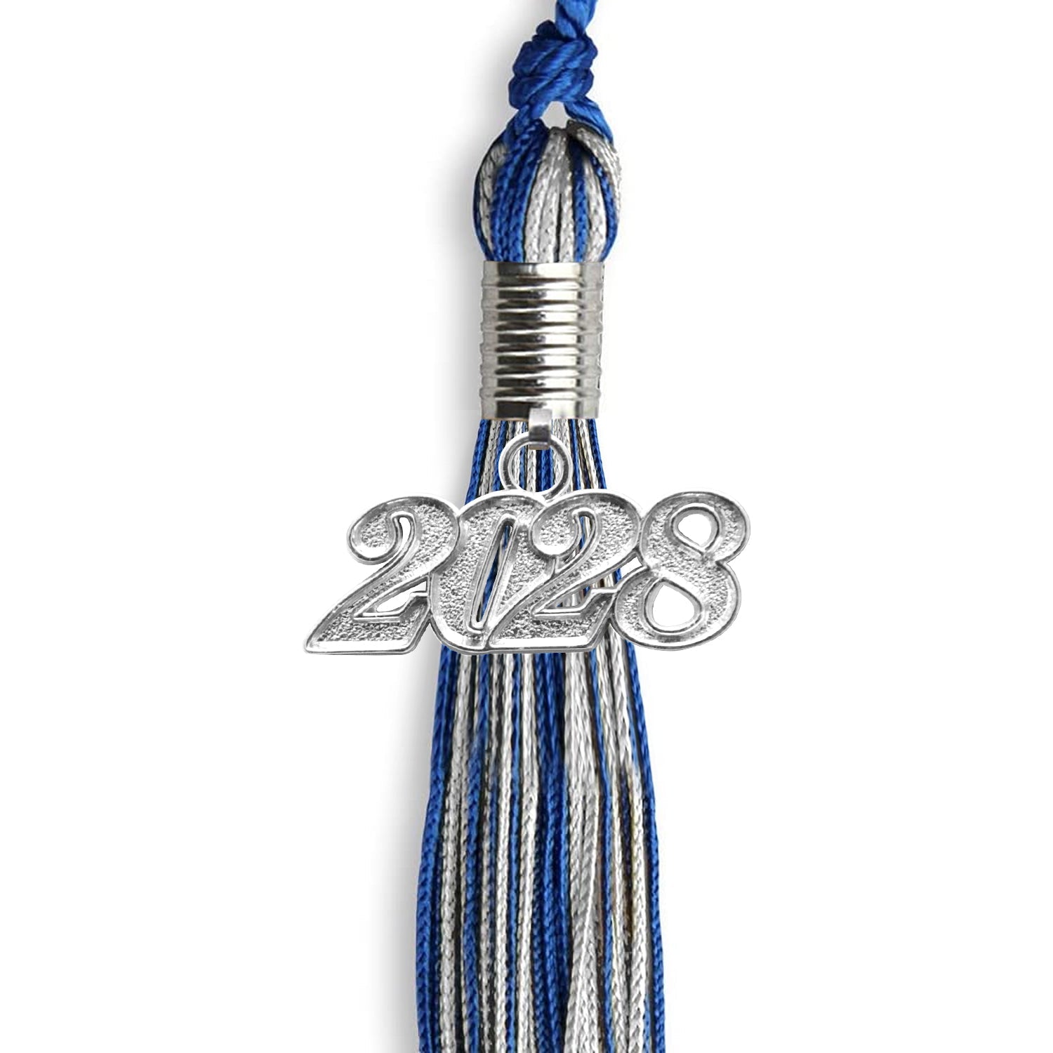 Royal Blue/Silver Mixed Color Graduation Tassel with Silver Bling Charm by Wholesale Grad Supply