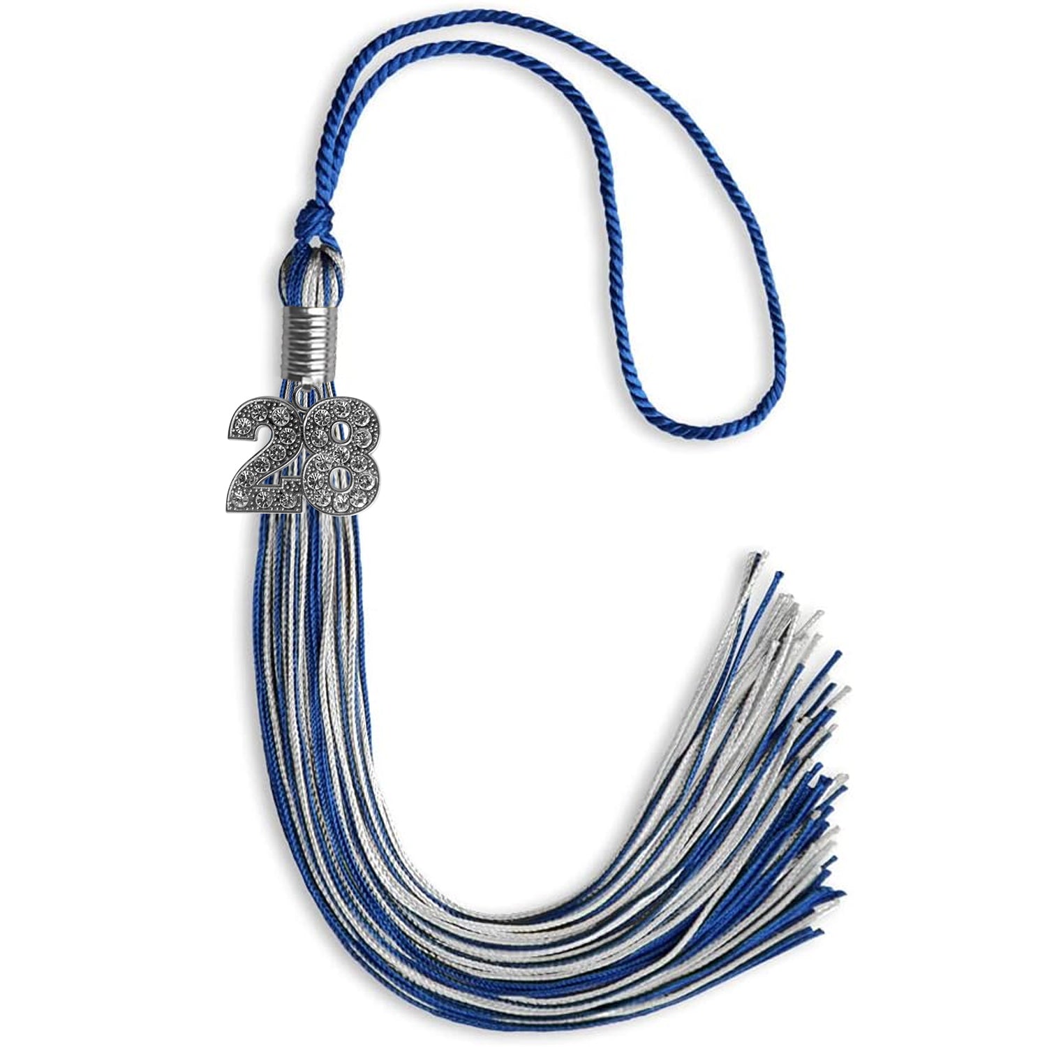 Royal Blue/Silver Mixed Color Graduation Tassel with Silver Bling Charm by Wholesale Grad Supply