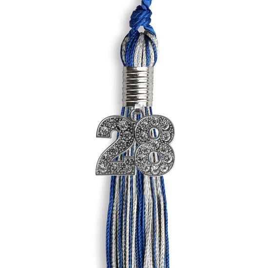 Royal Blue/Silver Mixed Color Graduation Tassel with Silver Bling Charm by Wholesale Grad Supply
