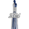 Royal Blue/Silver/White Mixed Color Graduation Tassel with Silver Bling Charm by Wholesale Grad Supply