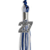 Royal Blue/Silver/White Mixed Color Graduation Tassel with Silver Bling Charm by Wholesale Grad Supply