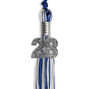 Royal Blue/Silver/White Mixed Color Graduation Tassel with Silver Bling Charm by Wholesale Grad Supply
