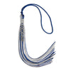 Royal Blue/Silver/White Mixed Color Graduation Tassel with Silver Stacked Date Drop by Wholesale Grad Supply
