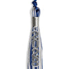 Royal Blue/Silver/White Mixed Color Graduation Tassel with Silver Stacked Date Drop by Wholesale Grad Supply
