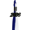 Royal Blue/White Graduation Tassel with Black Bling Charm by Wholesale Grad Supply