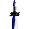 Royal Blue/White Graduation Tassel with Black Bling Charm by Wholesale Grad Supply