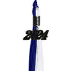 Royal Blue/White Graduation Tassel with Black Bling Charm by Wholesale Grad Supply