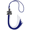 Royal Blue/White Graduation Tassel with Black Bling Charm by Wholesale Grad Supply