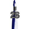 Royal Blue/White Graduation Tassel with Black Bling Charm by Wholesale Grad Supply