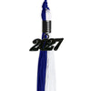 Royal Blue/White Graduation Tassel with Black Bling Charm by Wholesale Grad Supply