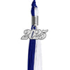 Royal Blue/White Graduation Tassel with Silver Bling Charm by Wholesale Grad Supply
