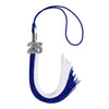 Royal Blue/White Graduation Tassel with Silver Bling Charm by Wholesale Grad Supply