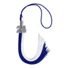 Royal Blue/White Graduation Tassel with Silver Bling Charm by Wholesale Grad Supply