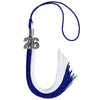 Royal Blue/White Graduation Tassel with Silver Bling Charm by Wholesale Grad Supply