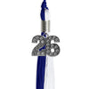 Royal Blue/White Graduation Tassel with Silver Bling Charm by Wholesale Grad Supply
