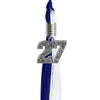 Royal Blue/White Graduation Tassel with Silver Bling Charm by Wholesale Grad Supply