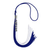 Royal Blue/White Graduation Tassel with Silver Stacked Date Drop by Wholesale Grad Supply