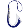 Royal Blue/White Graduation Tassel with Silver Stacked Date Drop by Wholesale Grad Supply