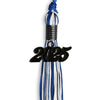 Royal Blue/White Mixed Color Graduation Tassel with Black Bling Charm by Wholesale Grad Supply