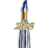 Royal Blue/White Mixed Color Graduation Tassel with Gold Bling Charm by Wholesale Grad Supply
