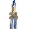Royal Blue/White Mixed Color Graduation Tassel with Gold Bling Charm by Wholesale Grad Supply