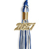 Royal Blue/White Mixed Color Graduation Tassel with Gold Bling Charm by Wholesale Grad Supply