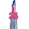 Royal Blue/White Mixed Color Graduation Tassel with Pink Bling Charm by Wholesale Grad Supply