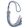 Royal Blue/White Mixed Color Graduation Tassel with Silver Bling Charm by Wholesale Grad Supply