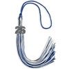 Royal Blue/White Mixed Color Graduation Tassel with Silver Bling Charm by Wholesale Grad Supply
