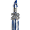 Royal Blue/White Mixed Color Graduation Tassel with Silver Bling Charm by Wholesale Grad Supply