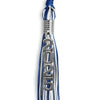 Royal Blue/White Mixed Color Graduation Tassel with Stacked Silver Date Drop by Wholesale Grad Supply
