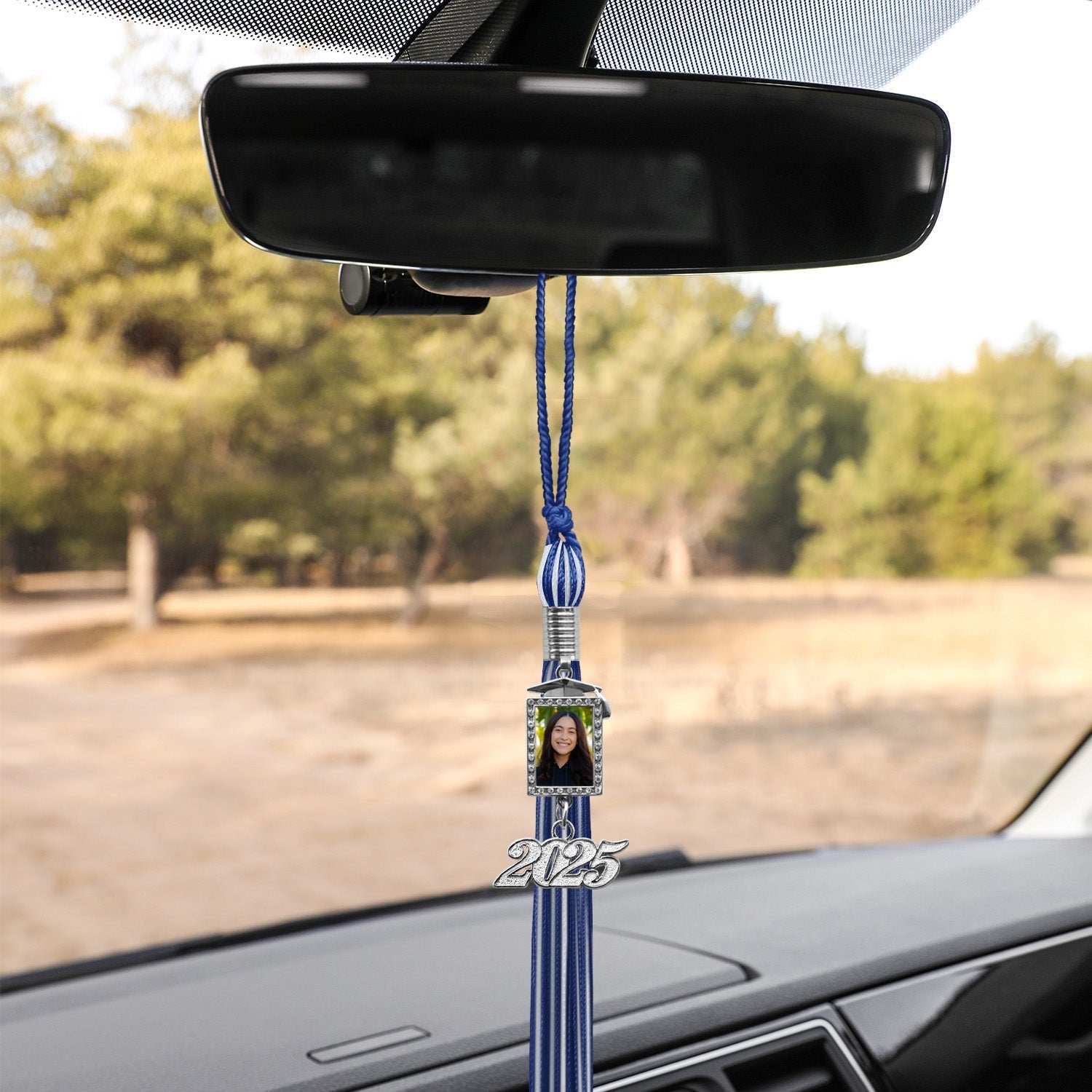 Royal Blue/White Tassel with Photo Frame Charm and Year Date Drop by Wholesale Grad Supply