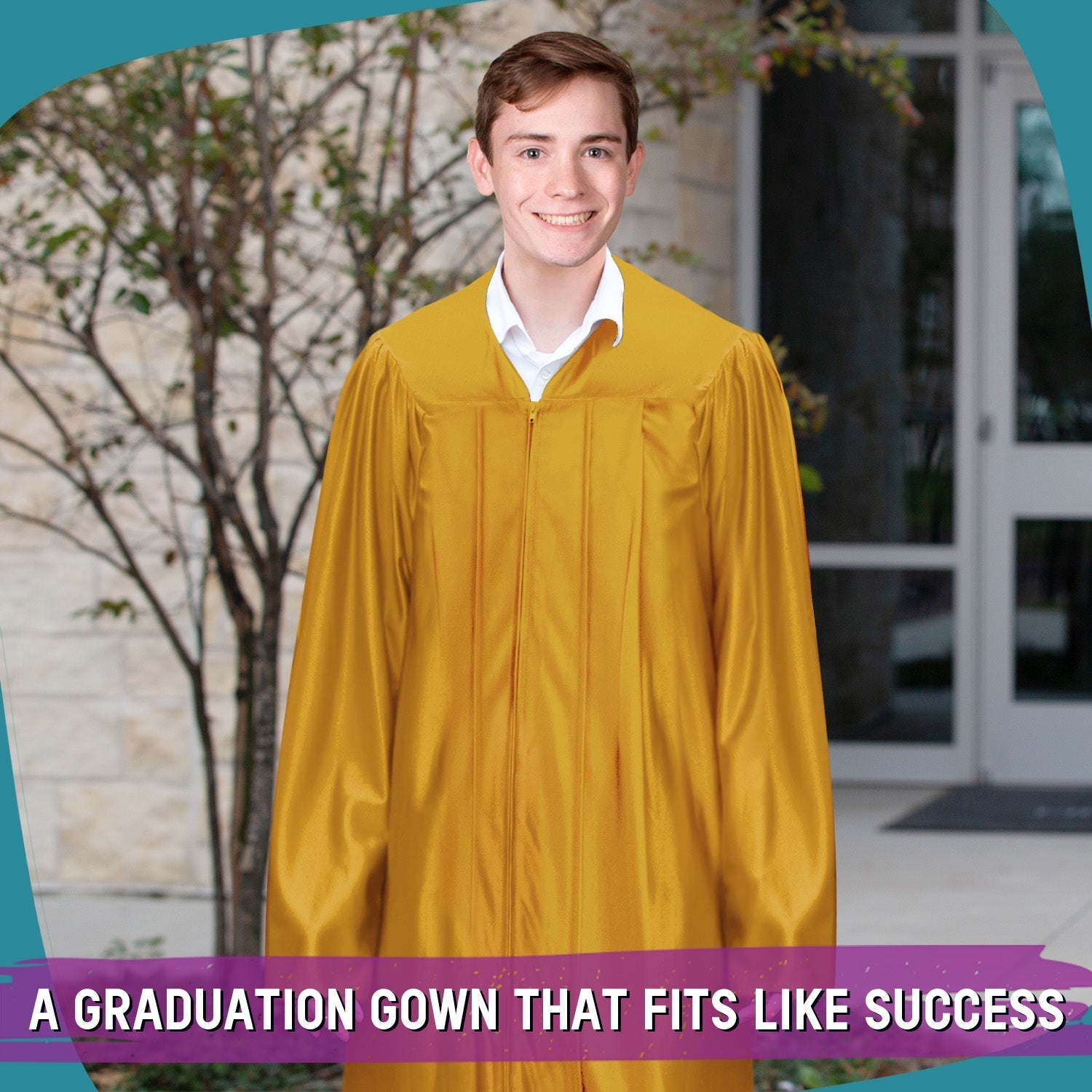 Shiny Antique Gold Graduation Gown by Wholesale Grad Supply
